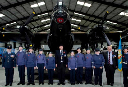 TMS staff supporting the cadets with Poppy day launch with Lancaster bomber ‘Just Jane’ in the photo.